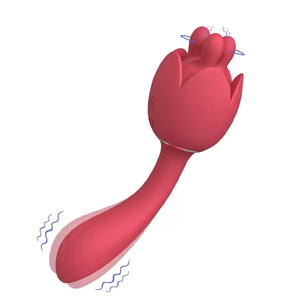 2 in 1 Red Rose Clit Toy | Nipple & Clitoris Stimulator - Rose Toy Official